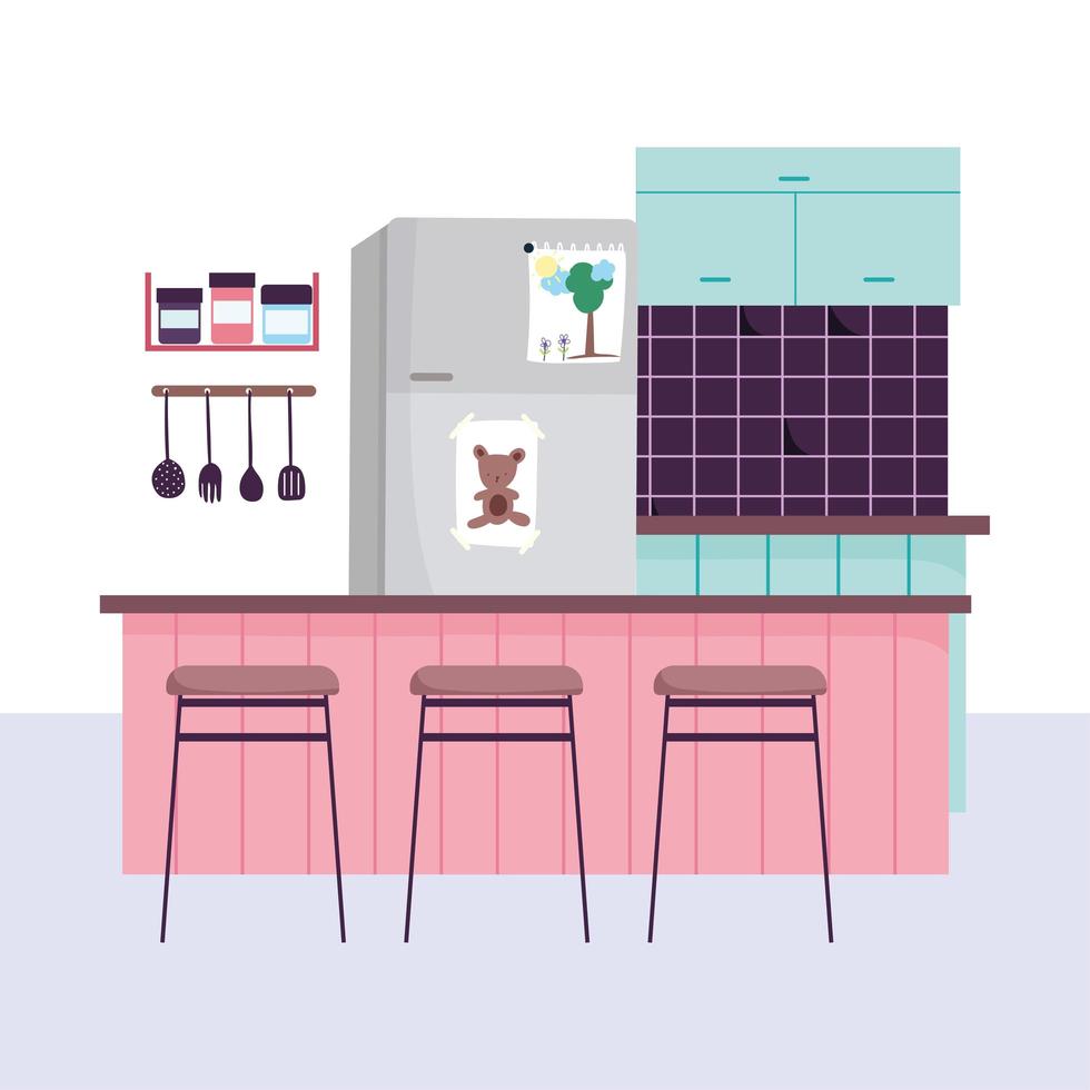 Kitchen interior background vector