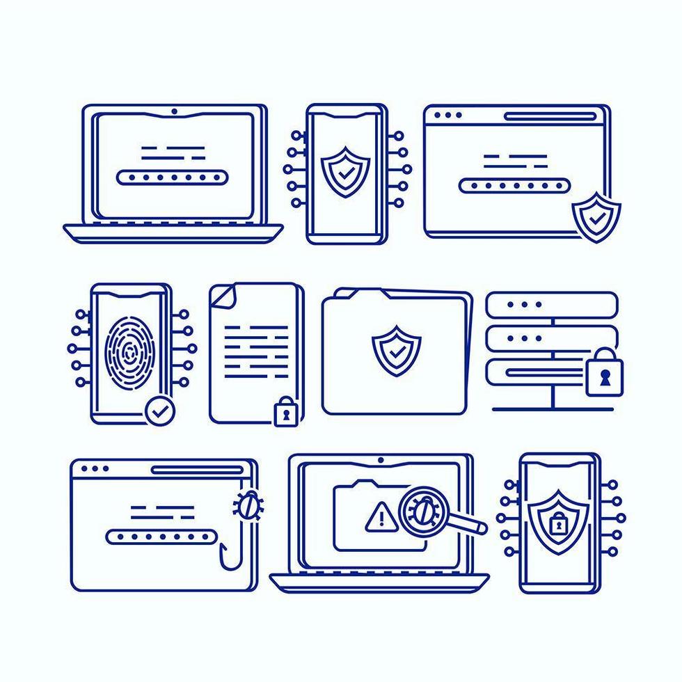 conjunto de iconos de seguridad cibernética vector