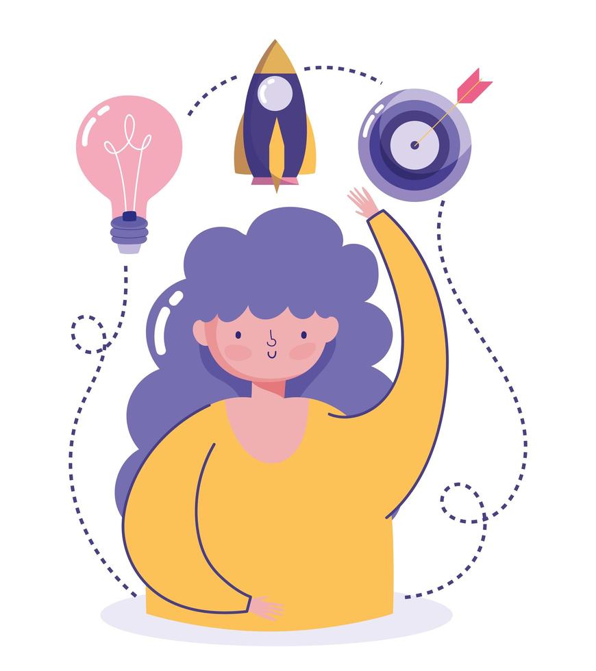 Creativity and technology concept with woman and icons vector
