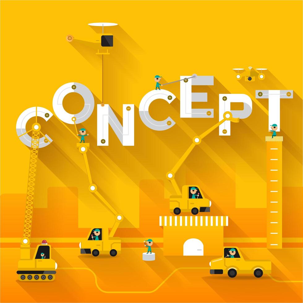 Construction site crane building concept text vector