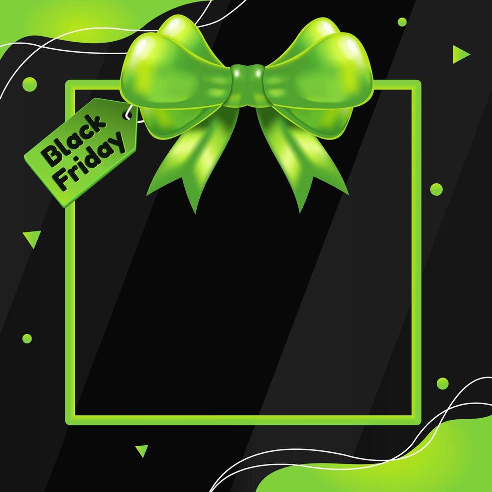 Black Friday Background with Green Ribbon vector