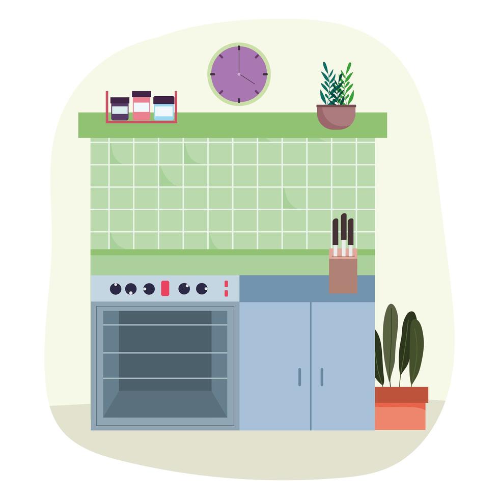 Kitchen interior background vector