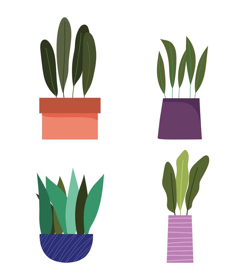 Set of cute potted plants vector