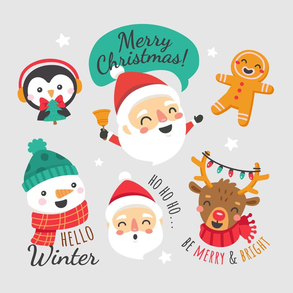 Cute Santa and Friends Collection vector