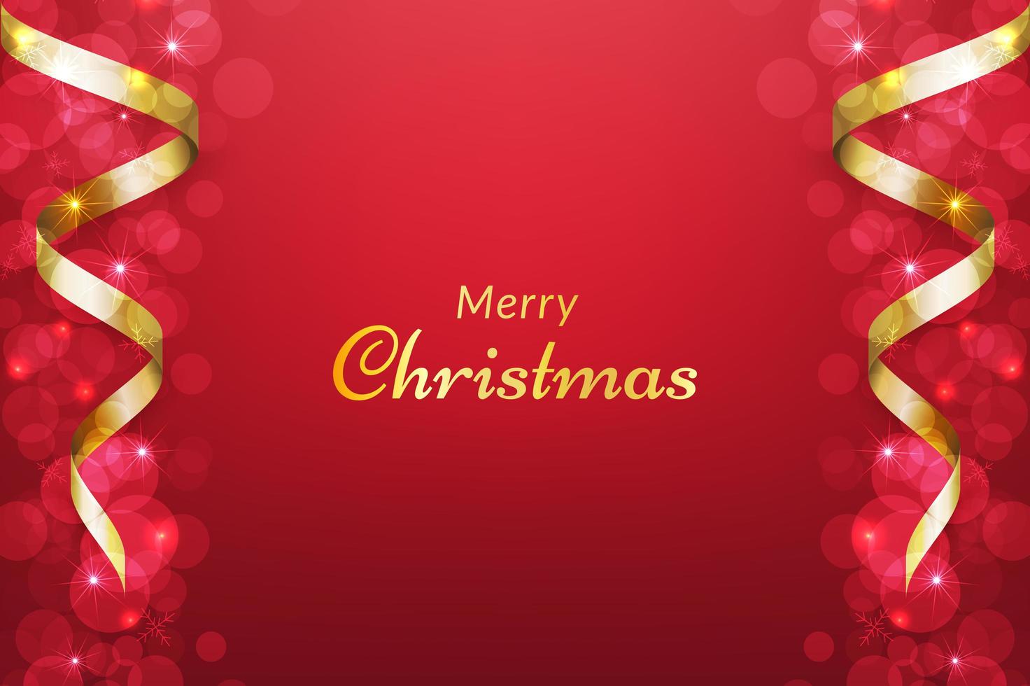 Red Christmas background with ribbon vector