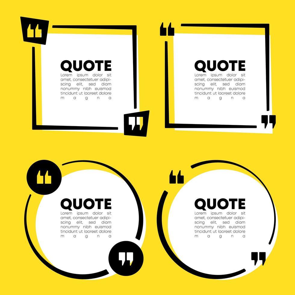 Quote speech bubble template set vector