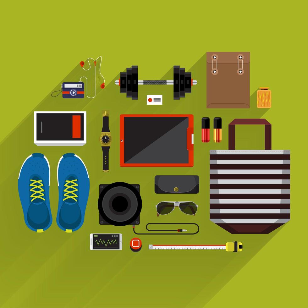 Top view of lifestyle items vector