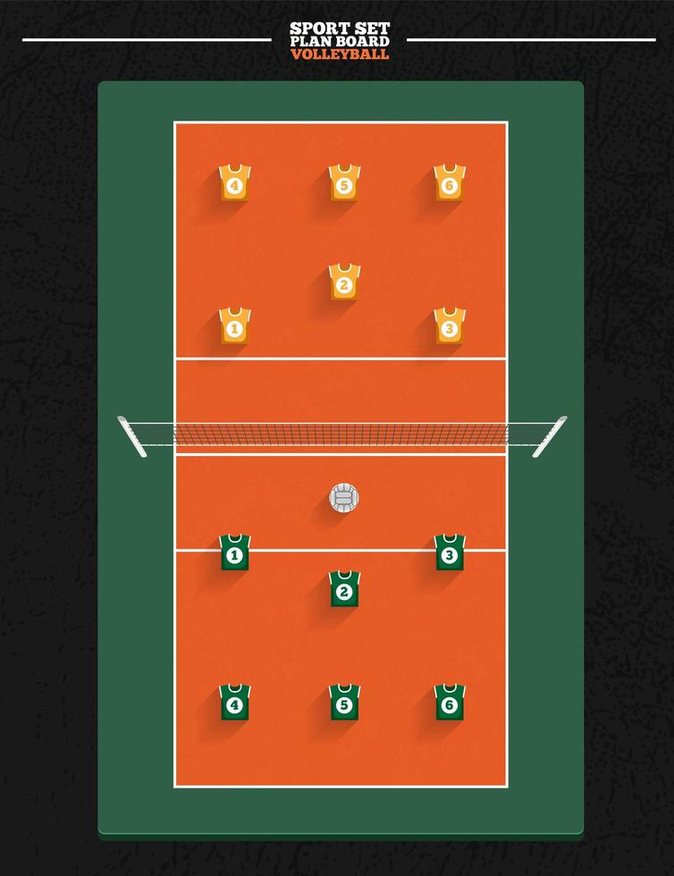 cancha de voleibol con posición de jugador vector