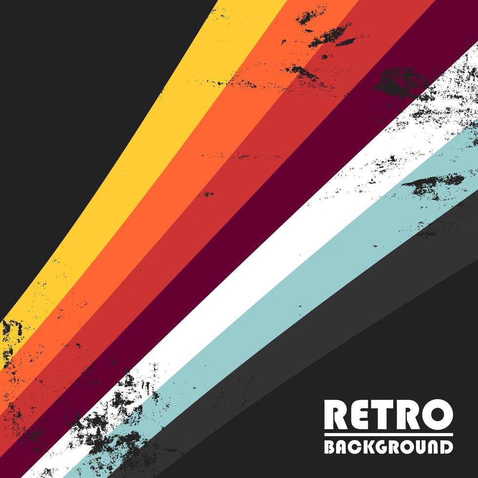 Retro background with colorful stripes and grunge texture vector