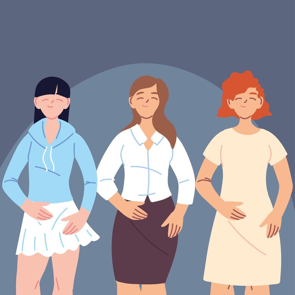 Diverse women in casual clothes vector