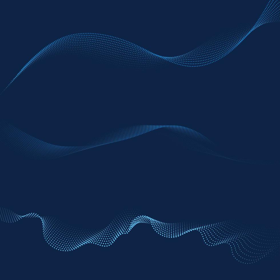 Dotted digital wave of particles flow vector