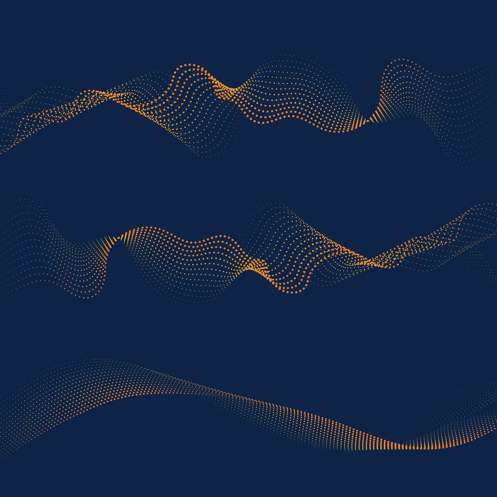 Yellow digital wave of particles flow vector