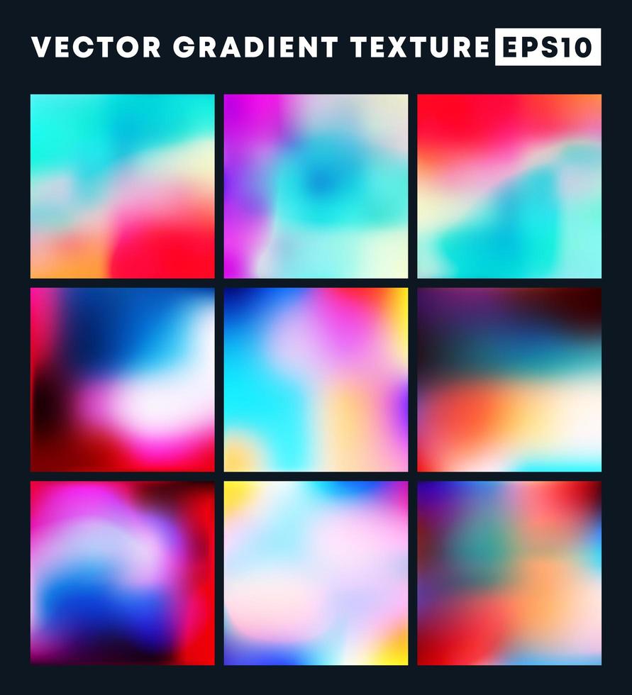 Colorful gradient texture pattern set vector