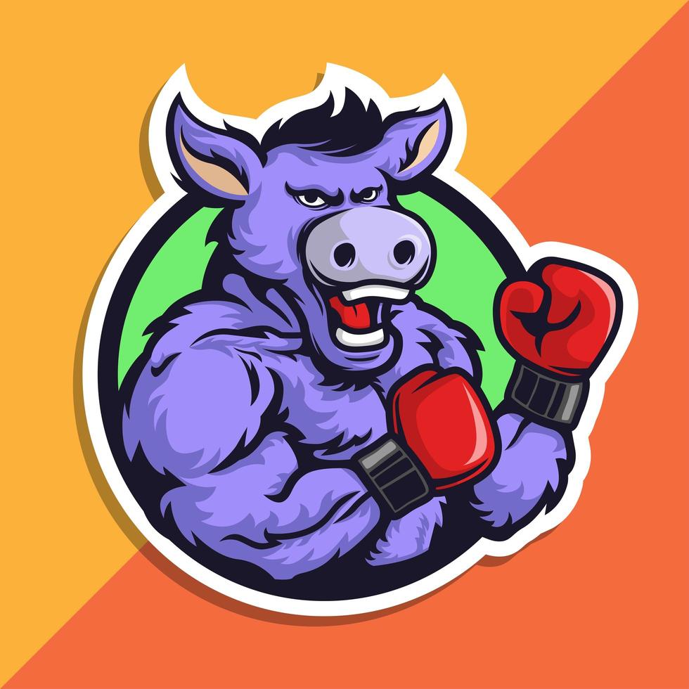 diseño de mascota de boxeo burro vector