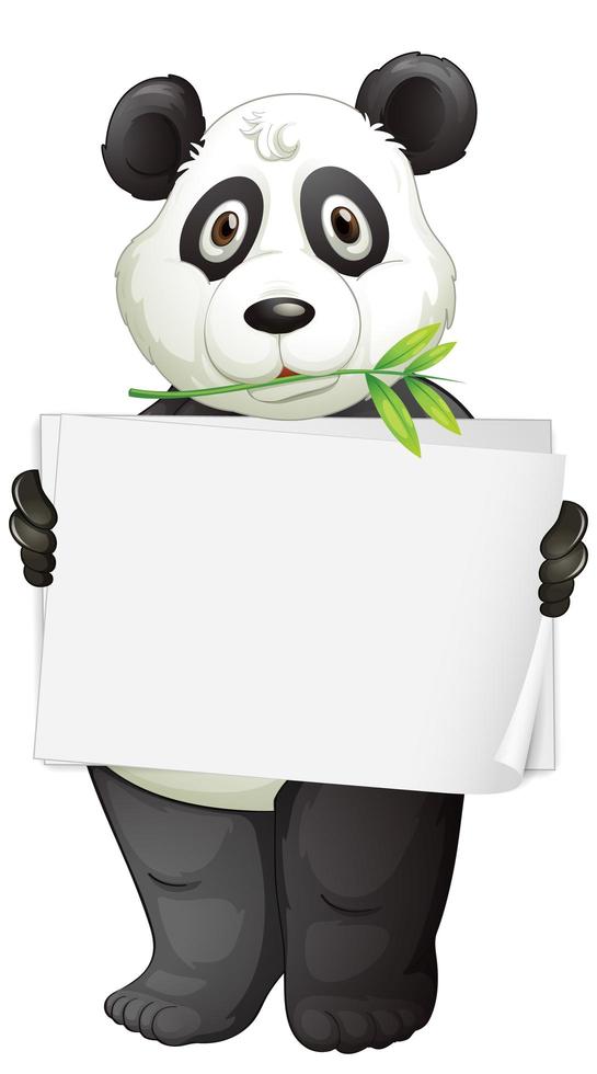 Blank sign template with panda on white background vector