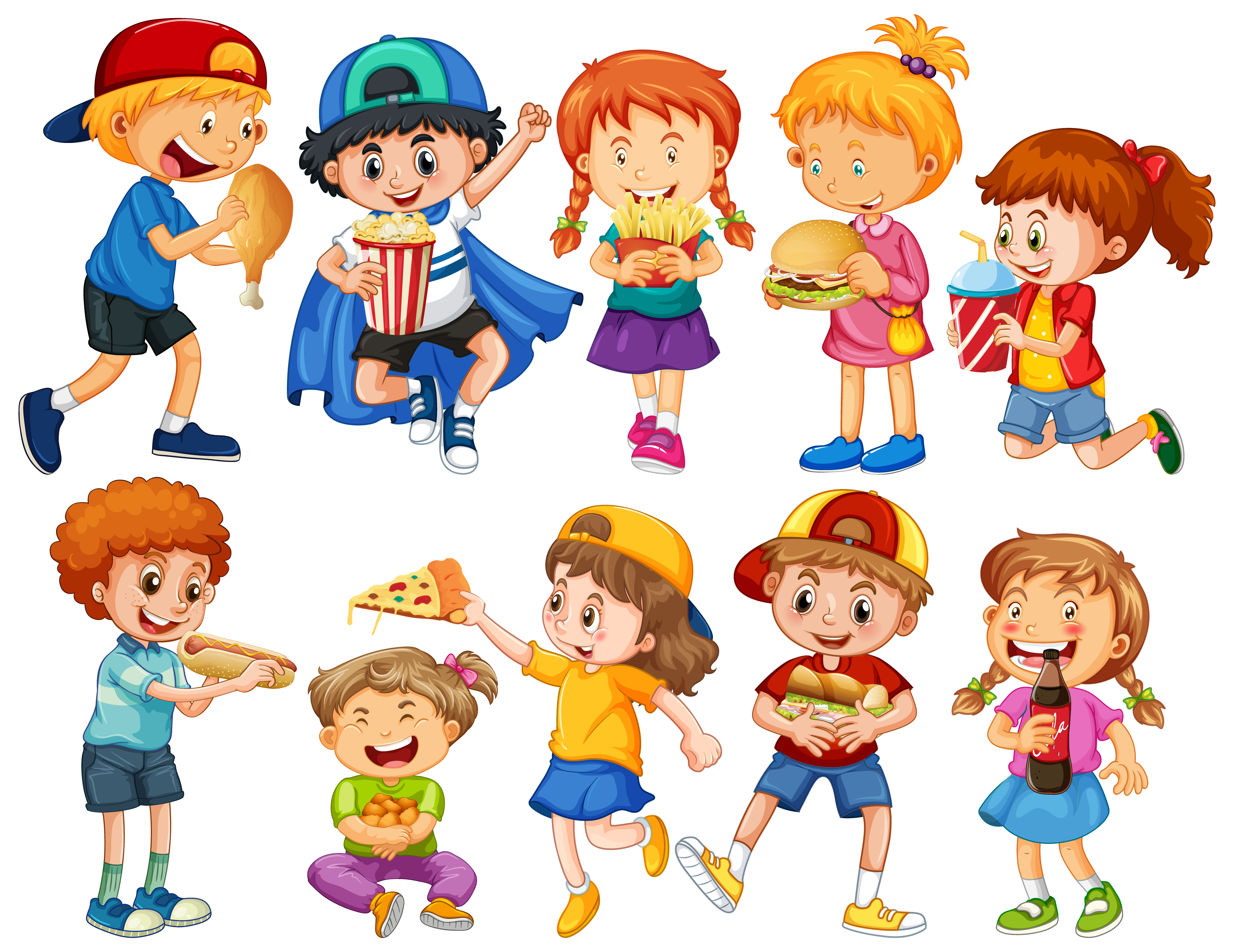 Group of young children cartoon character on white background 1402050  Vector Art at Vecteezy