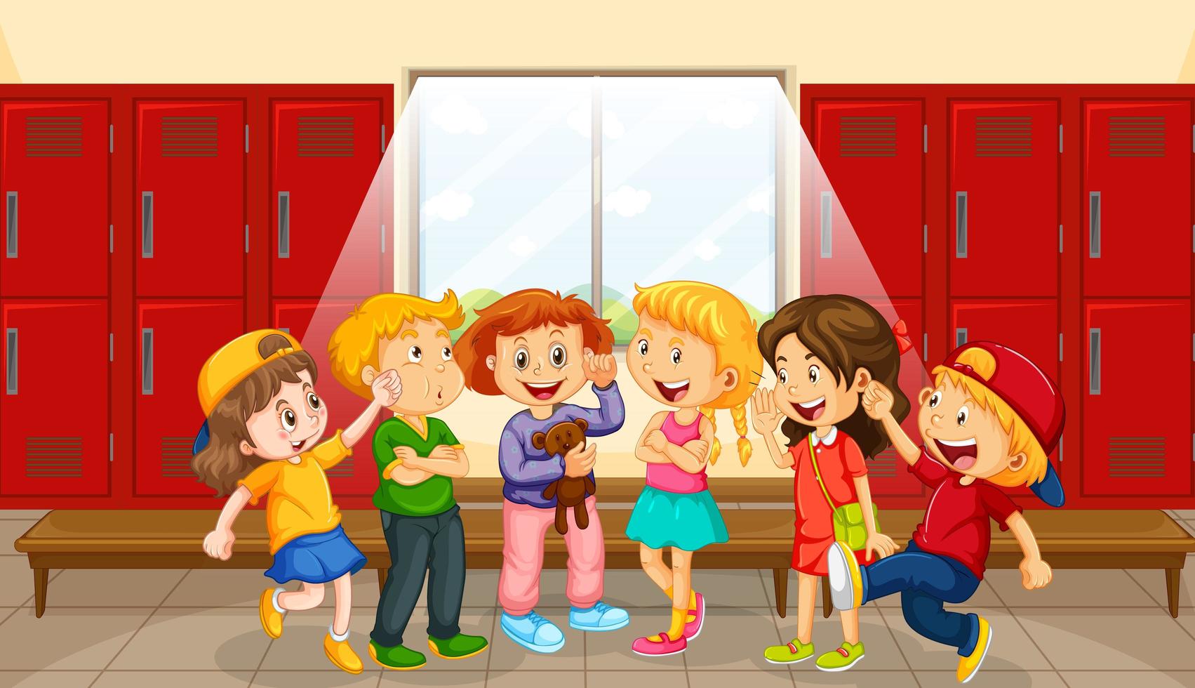 Group of children at changing room vector