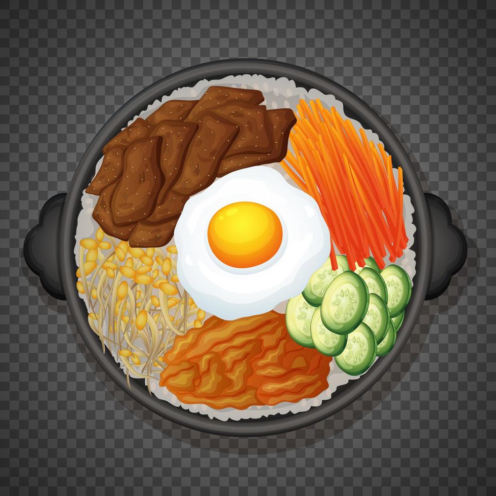 Bibimbap korean food on transparent background vector