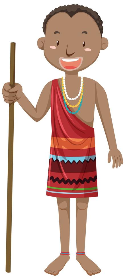 Ethnic people of African tribes in traditional clothing cartoon character vector