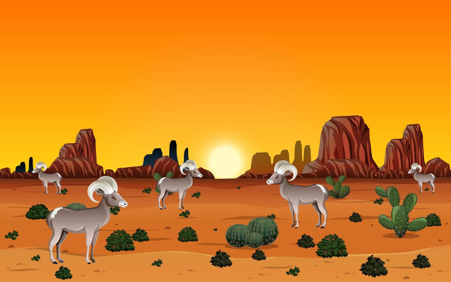 Wild desert landscape at daytime scene vector