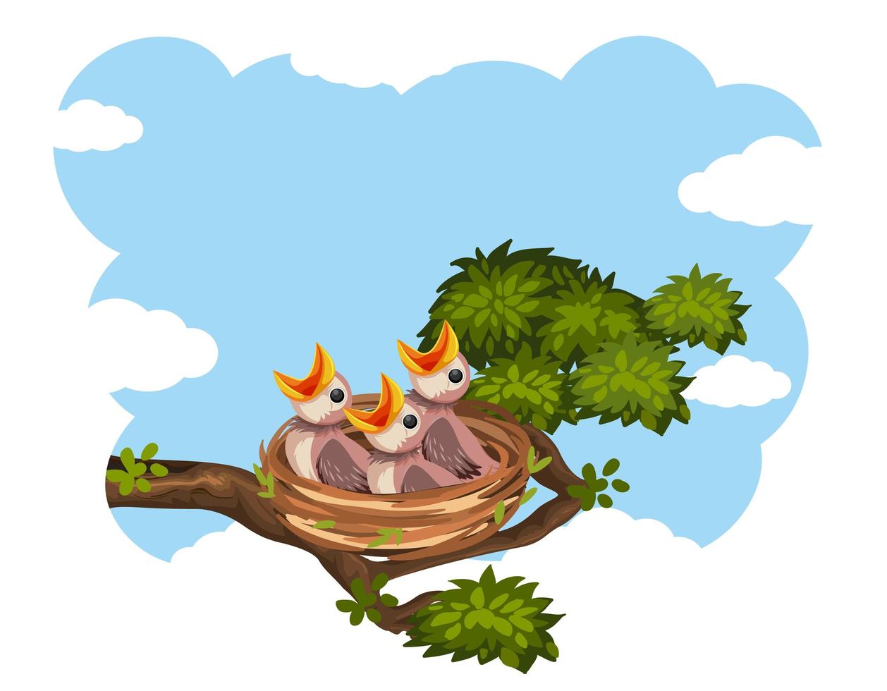 Chicks and its mother bird in nature vector