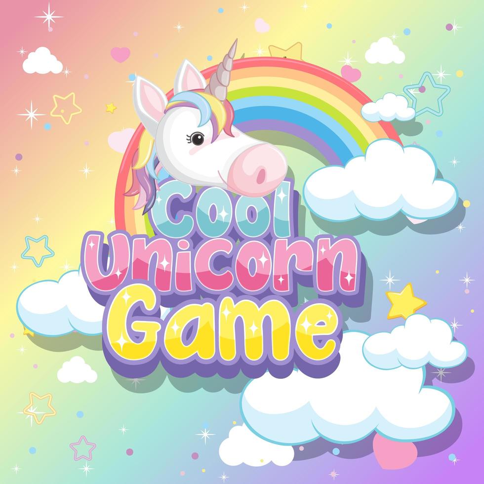 Unicorn icon on magic  pastel background vector