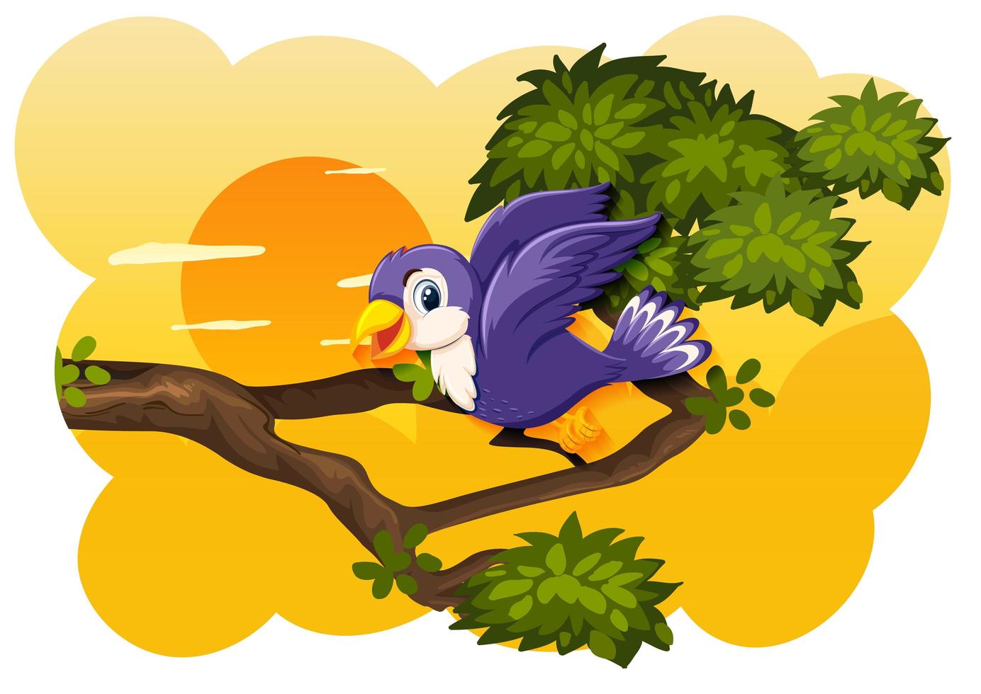 Bird in nature sunset scene vector