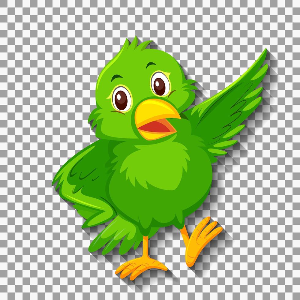 Cute green bird cartoon character vector