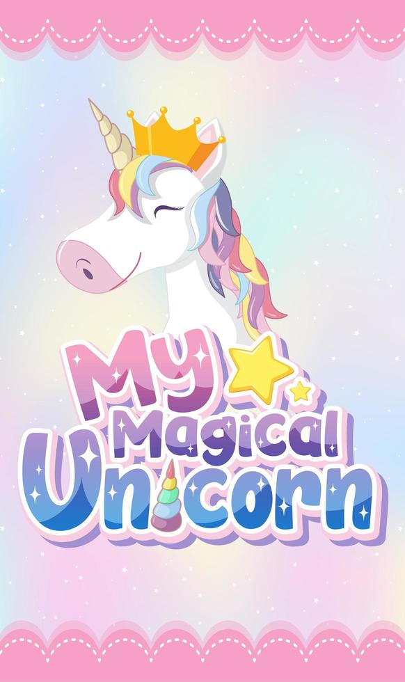 Unicorn icon on magic  pastel background vector