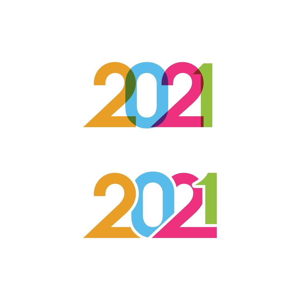 2021 año nuevo iconos vector