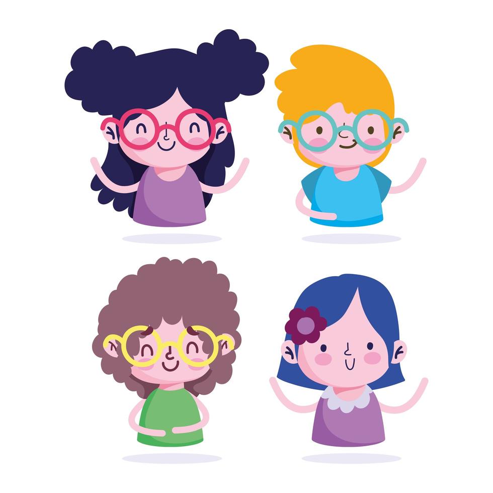 conjunto de personajes de dibujos animados de niños y niñas vector