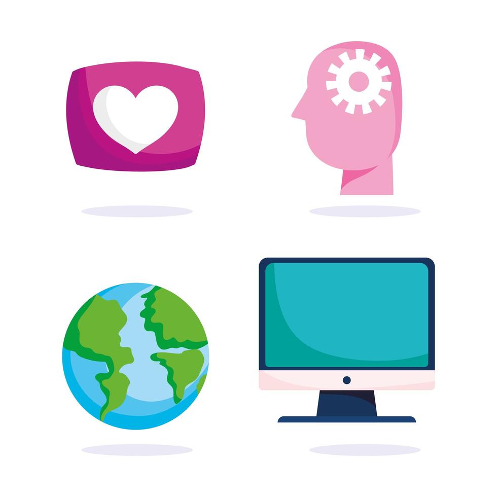 Online education icon set vector