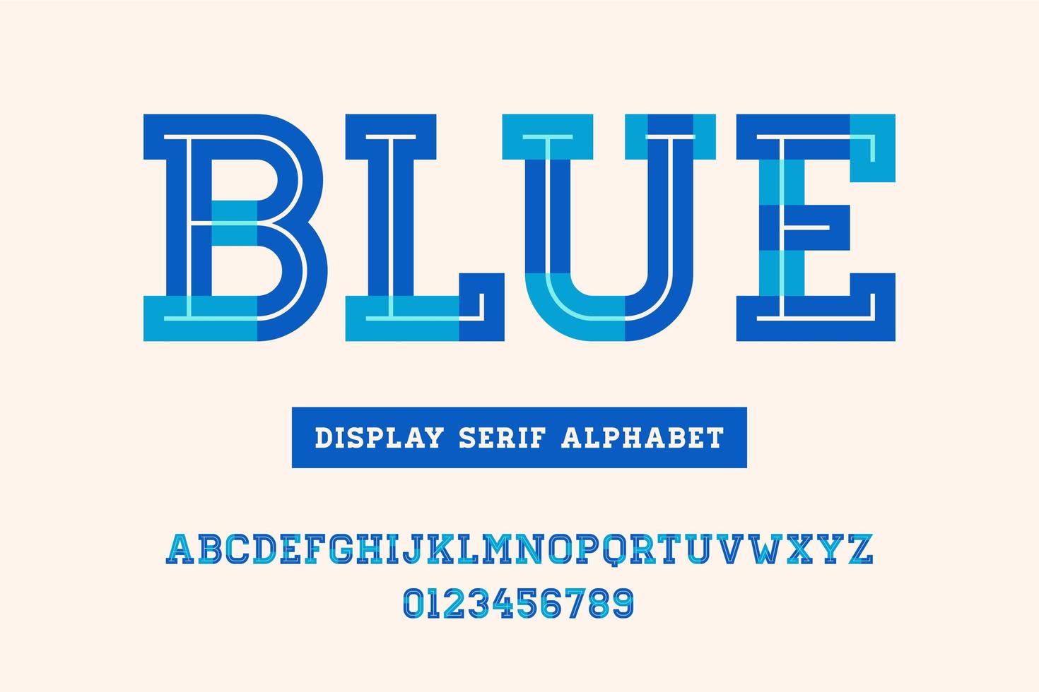 alfabeto serif geométrico negrita azul vector