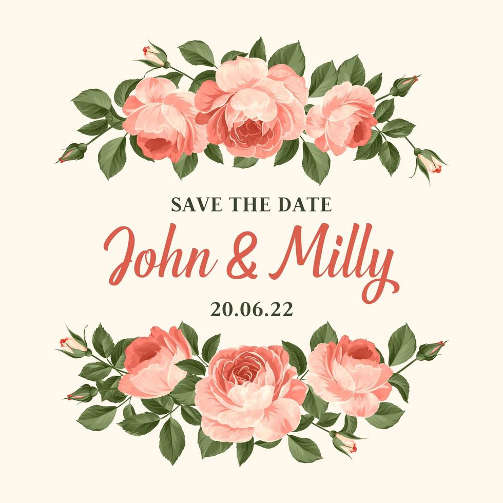 Vintage Roses Save The Date Frame vector