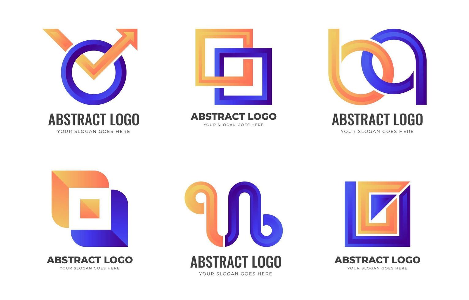 colección de logotipos abstractos naranja y azul vector