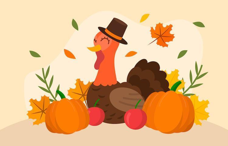 A Turkey in Hat Celebrate Thanksgiving vector