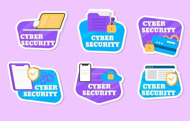 Modern Cyber Security Sticker Collection vector