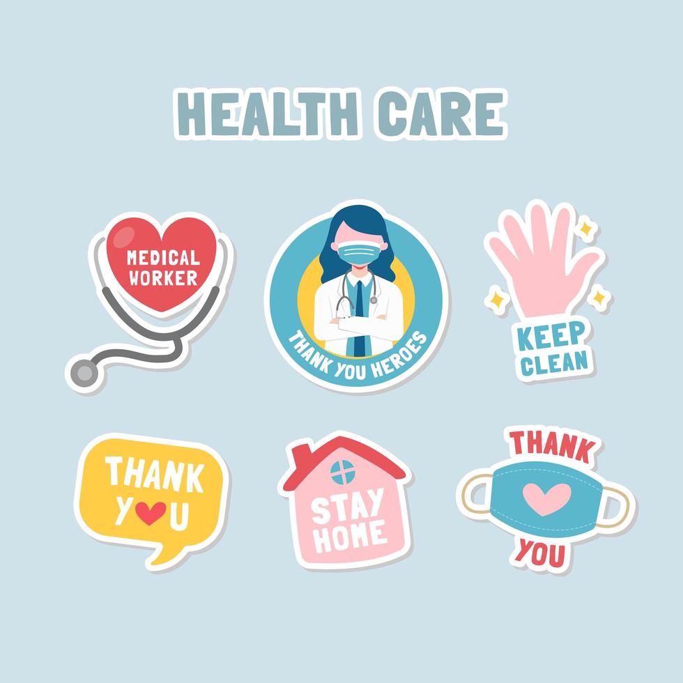 Message Stickers Thanking Health Care Officer vector