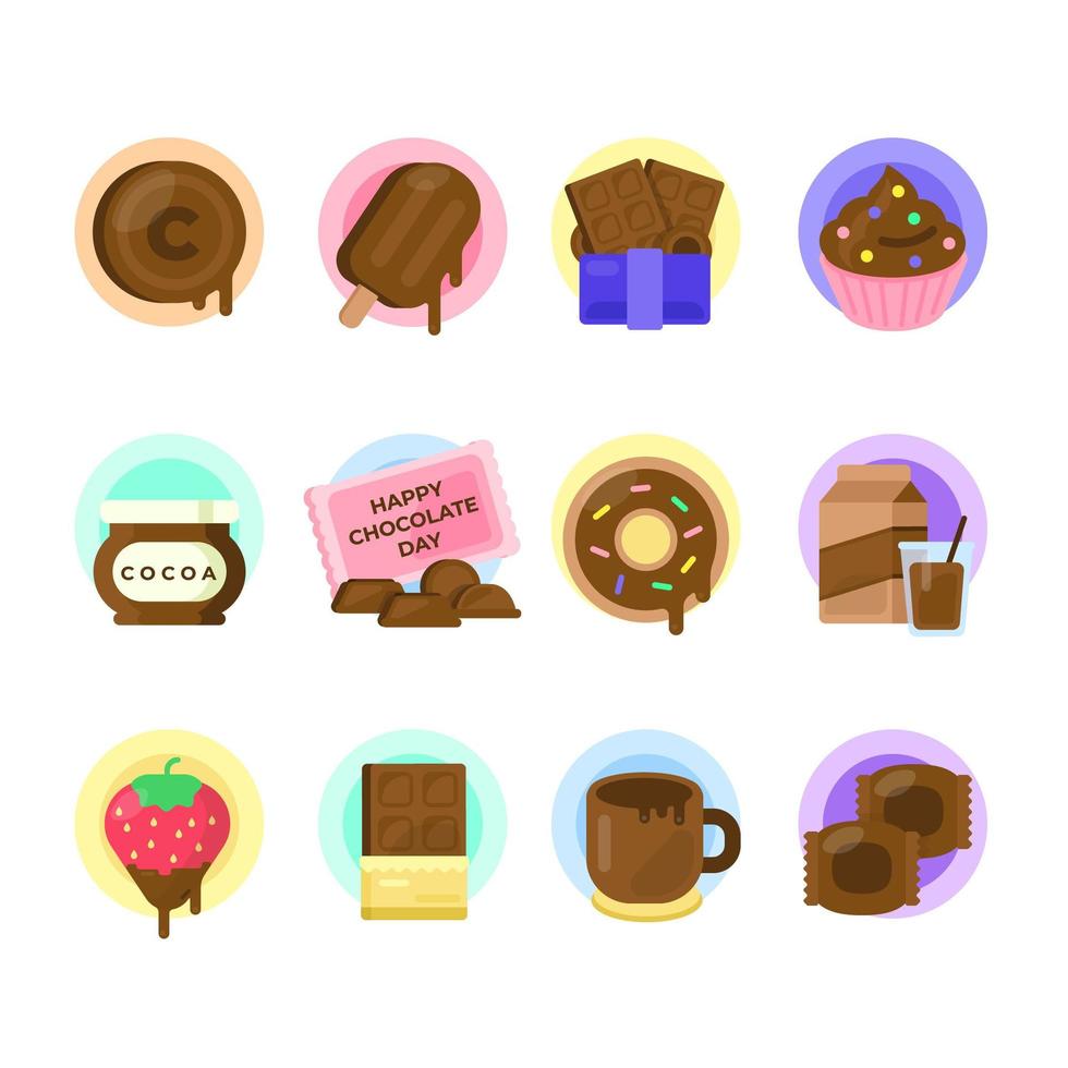 conjunto de iconos de elementos encantadores del día del chocolate vector