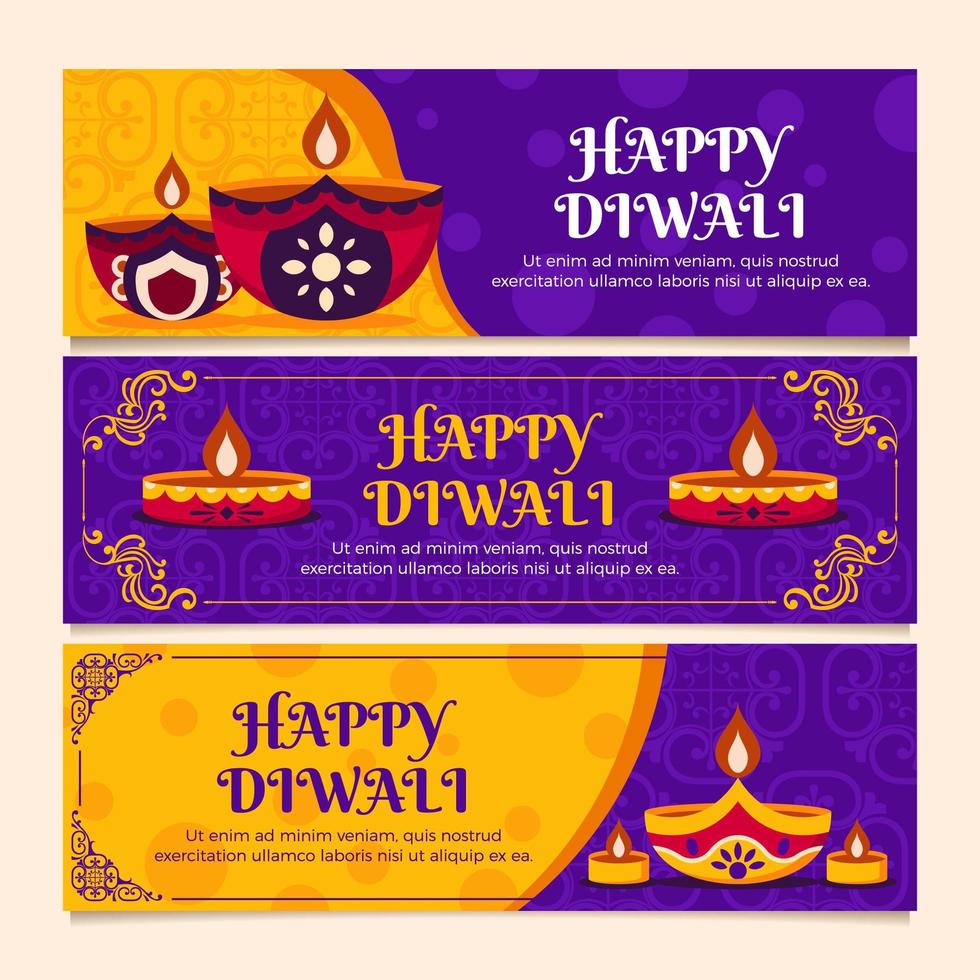 Blue and Yellow Diya Web Banner vector