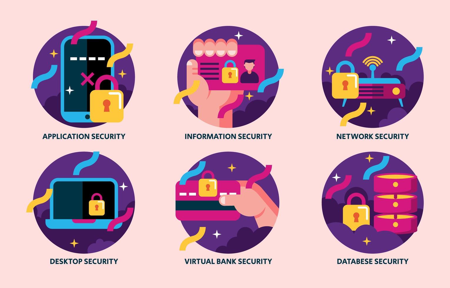 Conceptos generales sobre la Ciberseguridad Types-of-cyber-security-to-keep-in-mind-free-vector