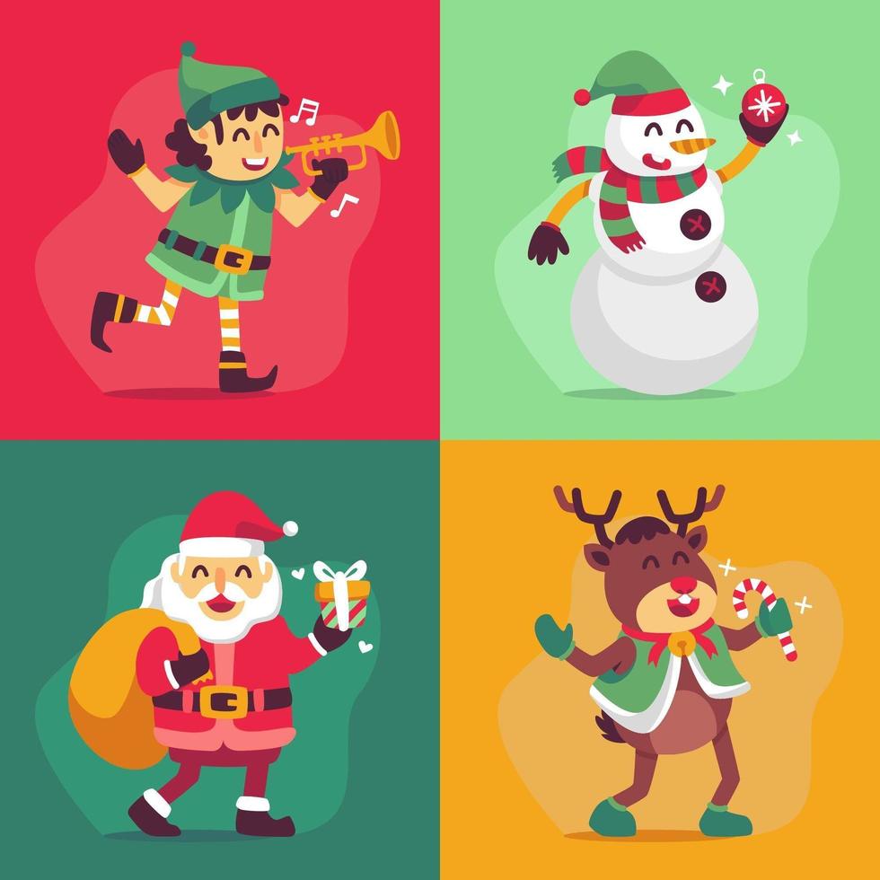 colecciones de personajes de santa y el ayudante vector