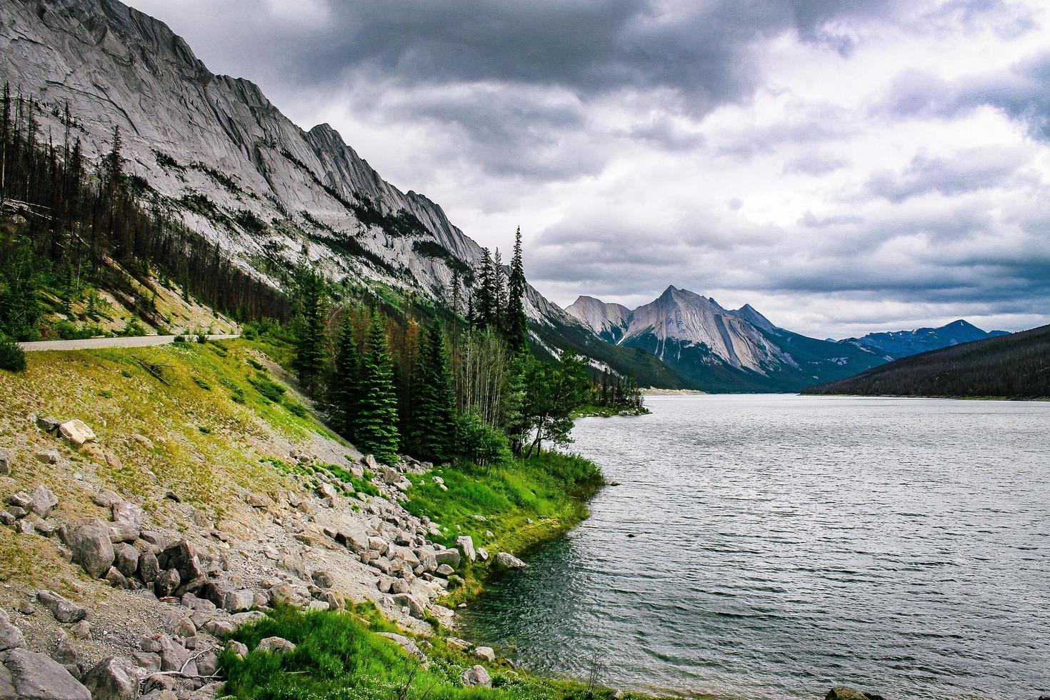 Mountains near a lake photo