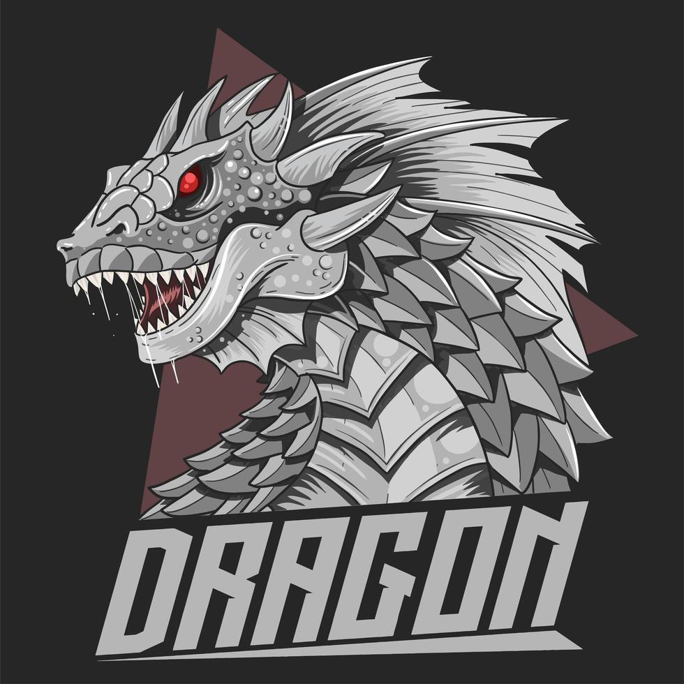 Dragon head in silver vector