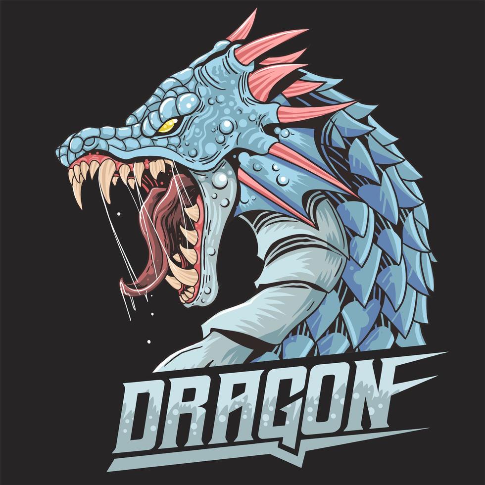 Angry dragon head with horns vector