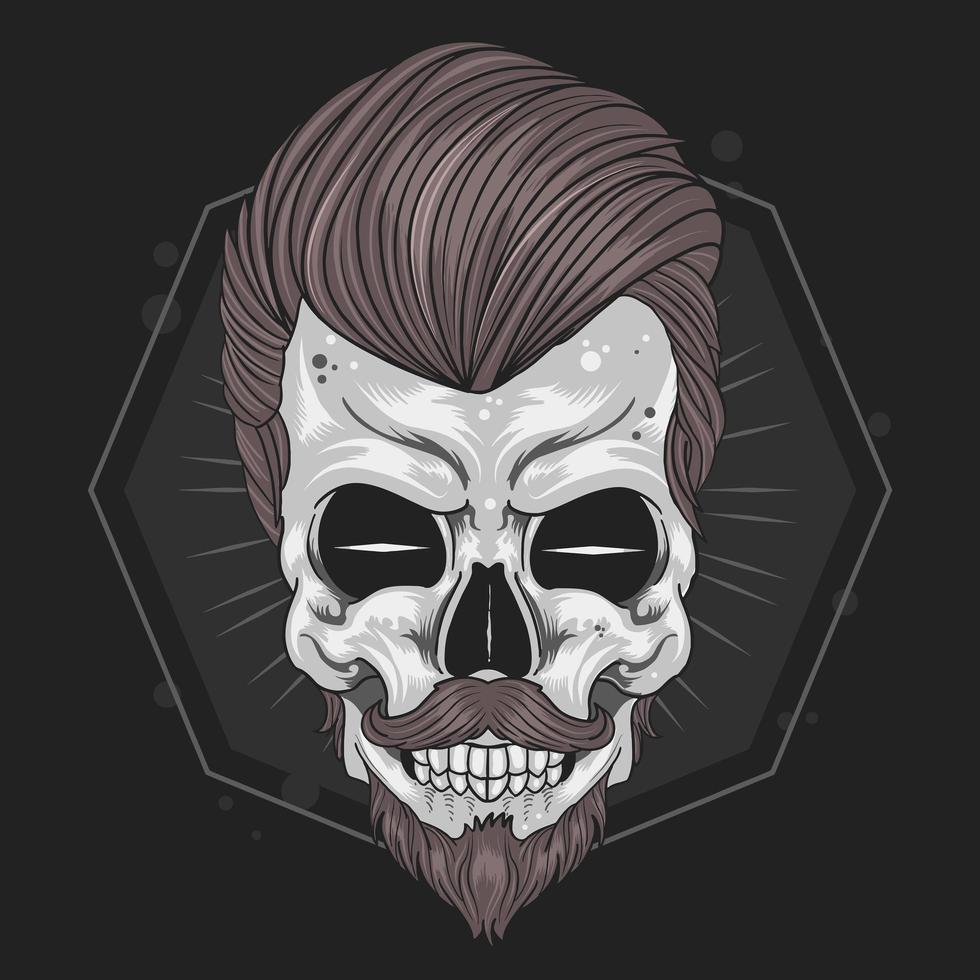 cabeza de calavera con peinado vector