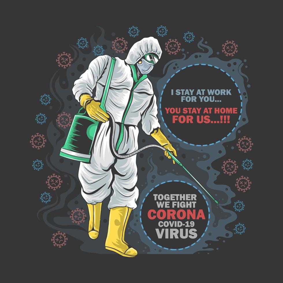 Man in suit spraying Coronavirus design vector