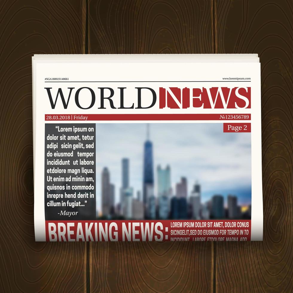 Realistic newspaper template vector