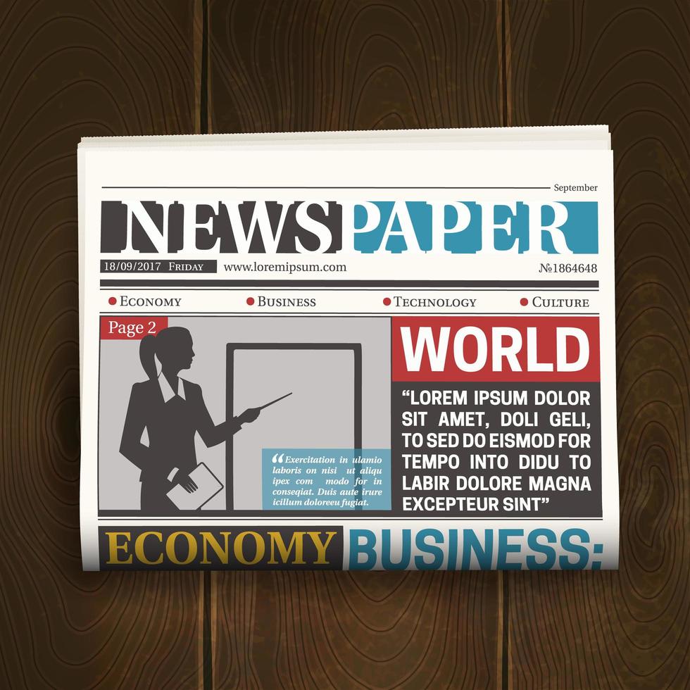 Realistic newspaper template vector