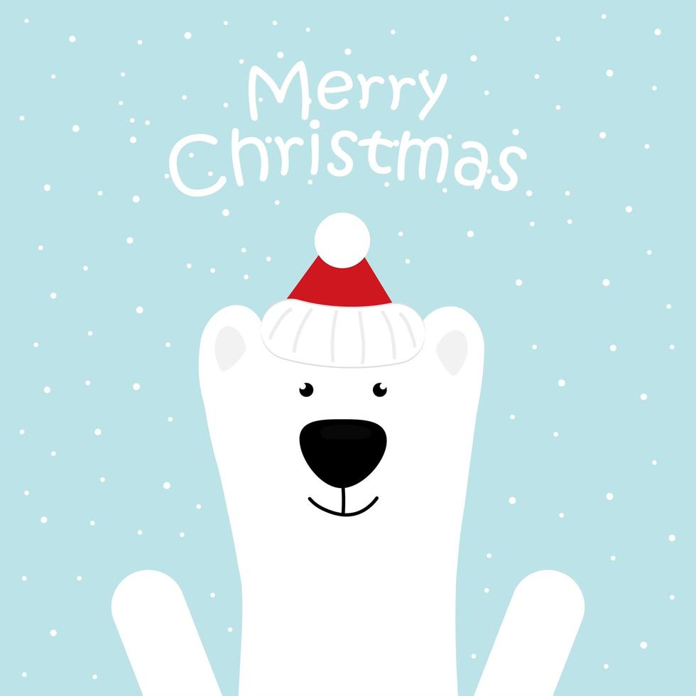 tarjeta de navidad con oso polar vector